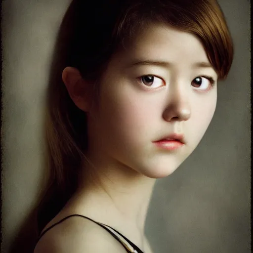 Image similar to a masterpiece portrait photo of a beautiful young girl who looks like a korean mary elizabeth winstead