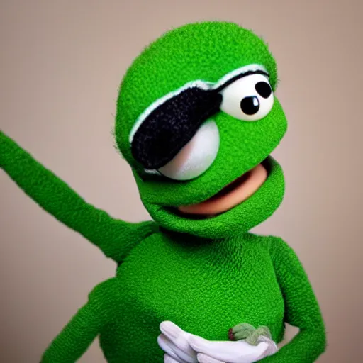 Prompt: pepe the frog as a muppet