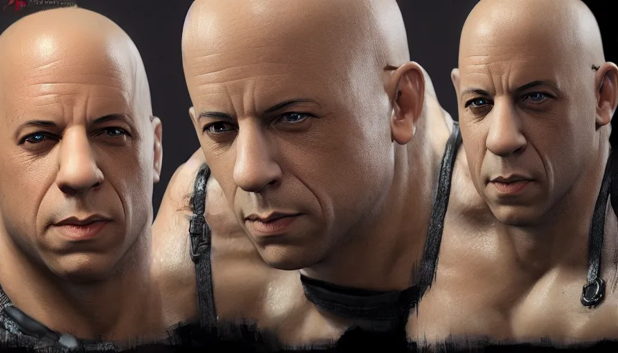 Prompt: Vin Diesel as a hand painted figurine, hyperdetailed, artstation, cgsociety, 8k