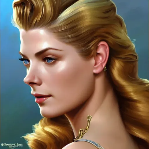 Prompt: A combination of Grace Kelly's and Katheryn Winnick's and Ashley Greene's faces as Solid Snake, full body portrait, western, fantasy, intricate, elegant, highly detailed, digital painting, artstation, concept art, matte, sharp focus, illustration, half body portrait, art by Artgerm and Greg Rutkowski and Alphonse Mucha