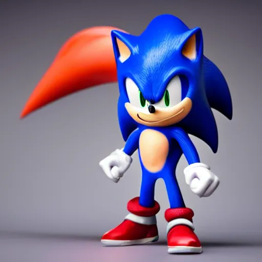 Image similar to Extremely detailed plastic figurine of movie Sonic, studio lightning, product photo, professional photography.