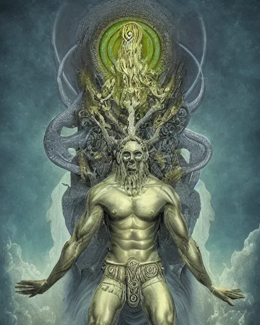 Image similar to the enigma god by frank frazzetta