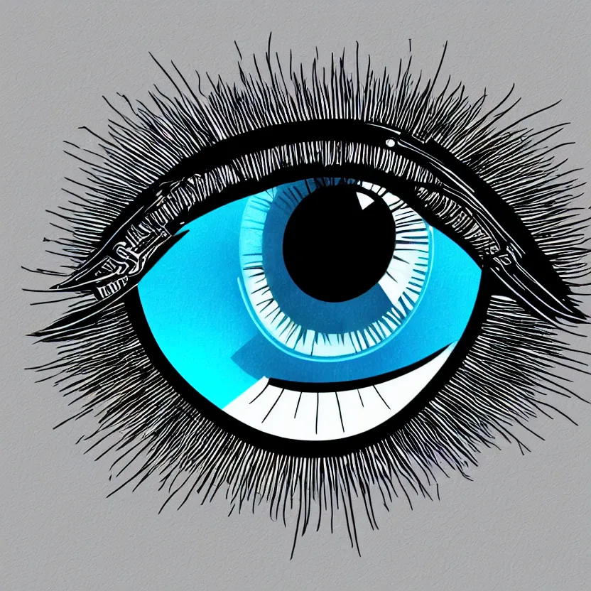 Image similar to cybernetic eye, simplistic drawn business logo