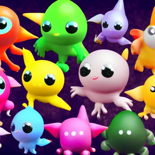 Image similar to 9 0 s cgi, toy, cute character, blob, big eyes, wizard, pikmin