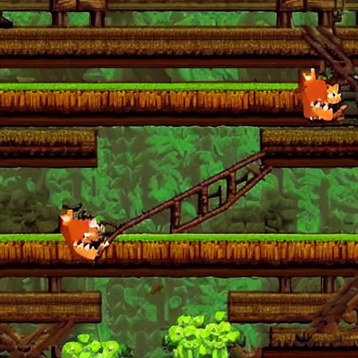 Prompt: a fox in donkey kong country