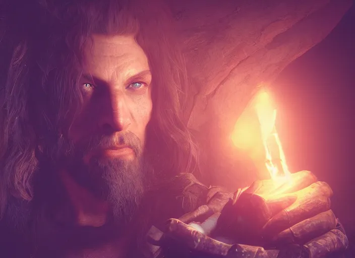 Prompt: Beautiful art portrait of a male wizard in a dark mystical dark dungeon setting, unreal 5, DAZ, hyperrealistic, octane render, dungeons and dragons, dynamic lighting