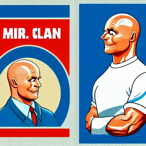 Prompt: Mr. Clean in the style of a soviet propaganda