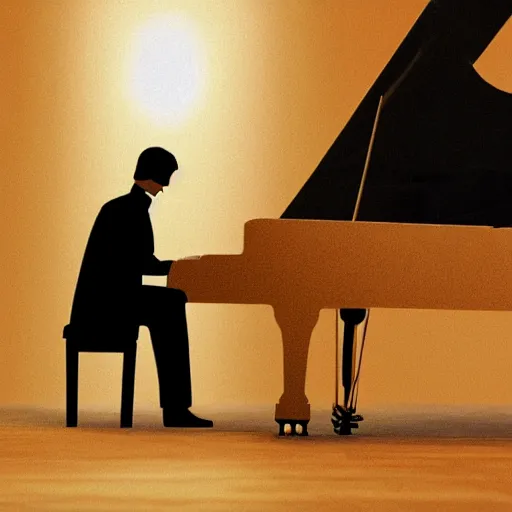 Image similar to he rose from the piano, dripping with sweat