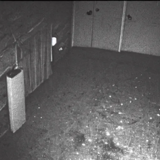 Image similar to cctv footage of basement demon, found footage, horror, unsettling, grainy