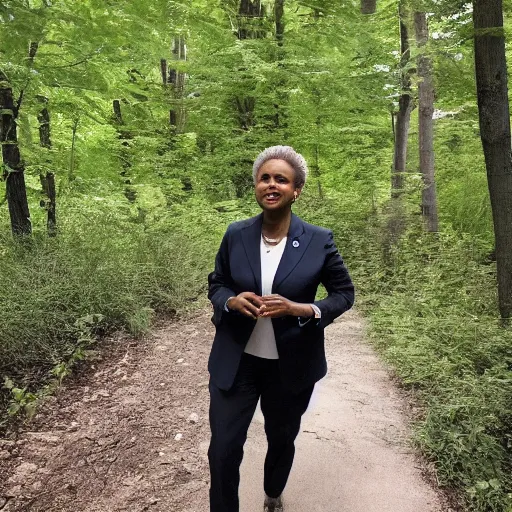 Image similar to chicago mayor lori lightfoot spotted on woodland trail cam at 2:00am