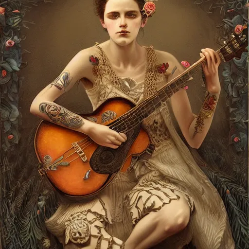 Prompt: ultra realist soft painting of folk musicians playing instruments, symmetry accurate features, very intricate details, focus, artstyle Hiraku Tanaka and Tom Bagshaw, award winning