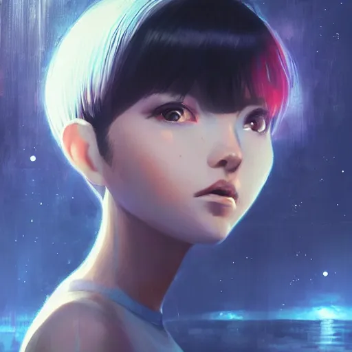 Image similar to A space realistic cat with big and cute eyes, fine-face, realistic shaded perfect face, fine details. realistic shaded lighting poster by Ilya Kuvshinov katsuhiro otomo ghost-in-the-shell, magali villeneuve, artgerm, Jeremy Lipkin and Michael Garmash, Rob Rey and Kentarõ Miura style, trending on art station