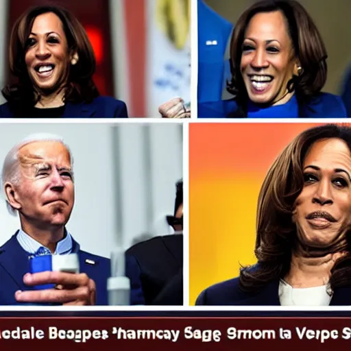 Image similar to joe biden and kamala harris giving away crack pipes to everyone