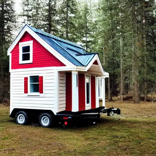 Image similar to a tiny house in a white and red mushroom