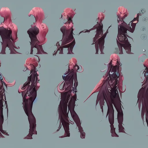 Image similar to concept art for a magic mechanic, character design, artstation trending, spritesheet, wlop, rossdraws,