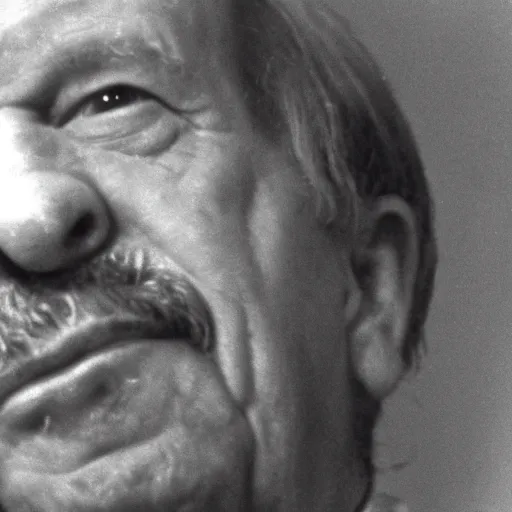 Prompt: a closeup of vaclav havel in a frame from a jan svankmajer movie