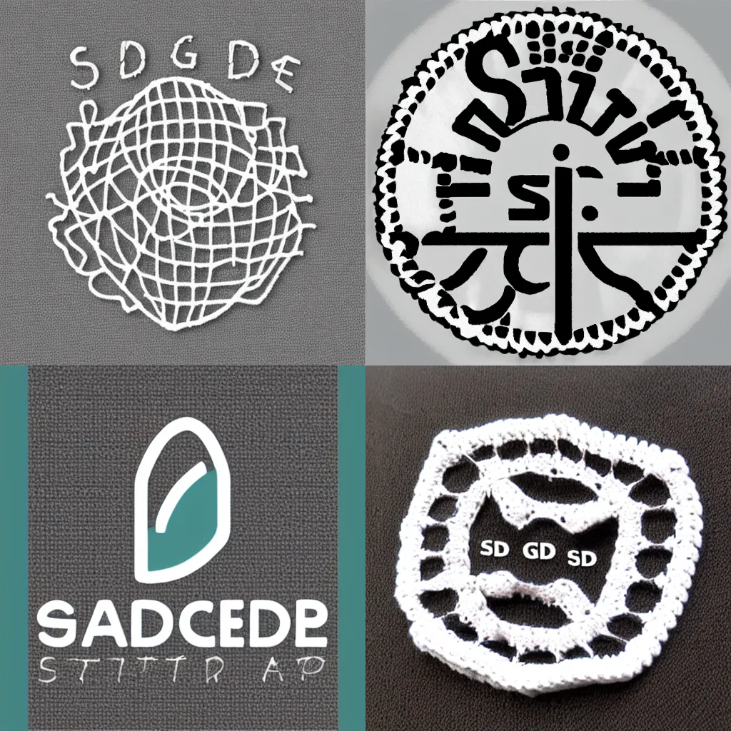 Prompt: SDG crocheted logo, minimalistic