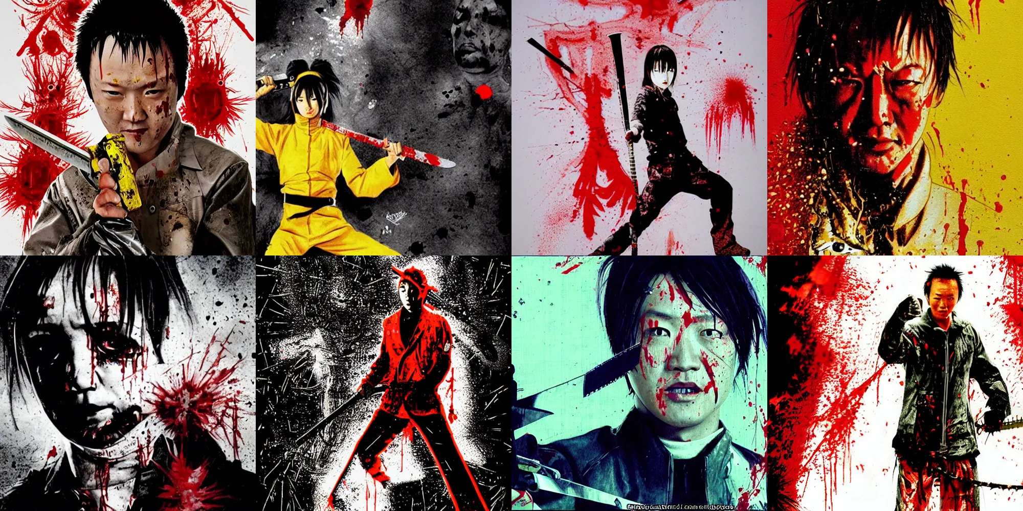 Prompt: justin sun, chainsaw, the blood spattered bride - kill bill