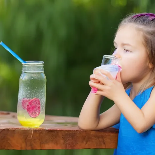 Image similar to a girl drinking lemonade