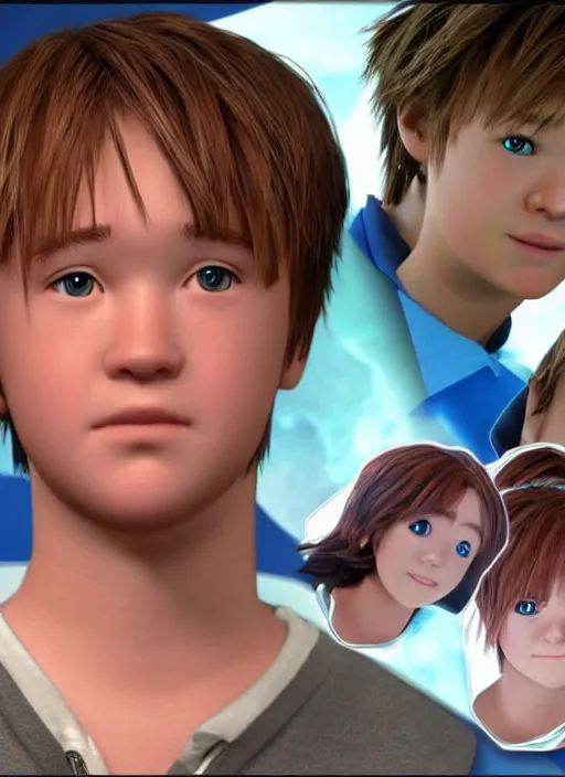 Prompt: haley joel osment realistic sora from kingdom hearts