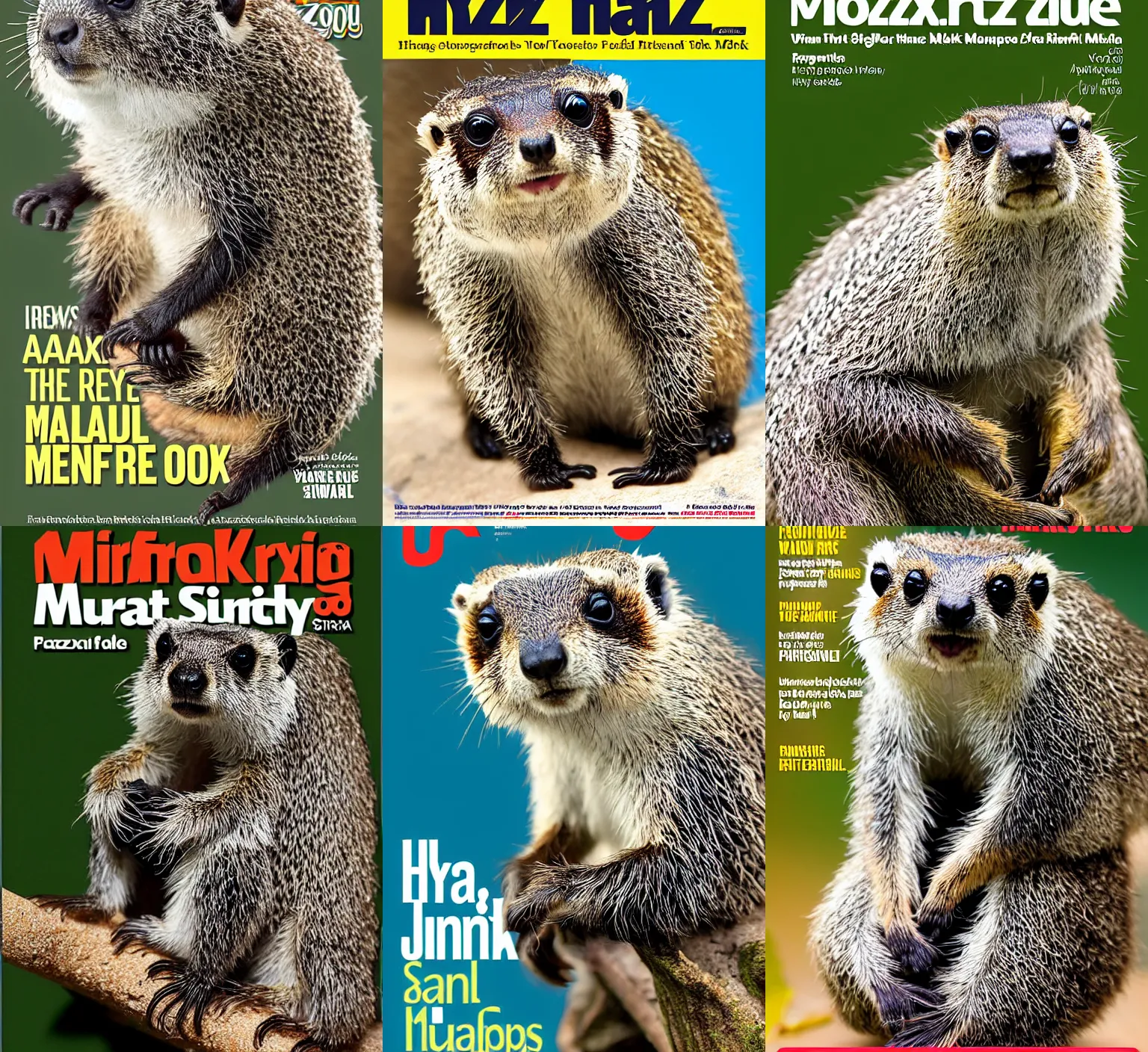 Prompt: hyrax jumping spider marmot in minneapolis zoo, magazine cover, face photo