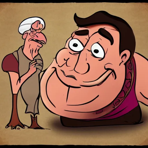 Image similar to fantasy art sketch of fred flintstone as an old curmudgeon