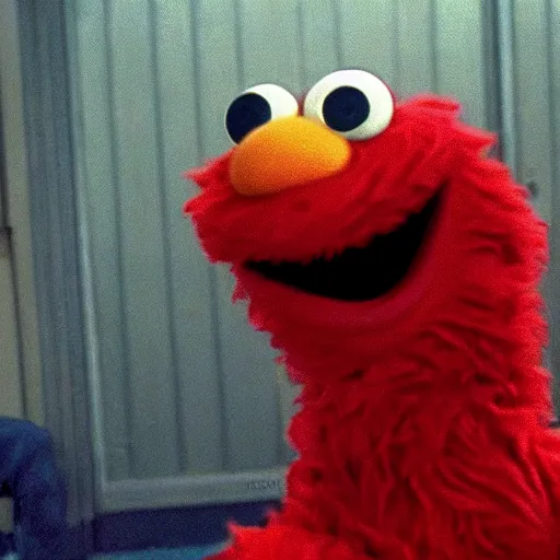 Prompt: Elmo in the movie Fight Club, ultra realistic, highly detailed