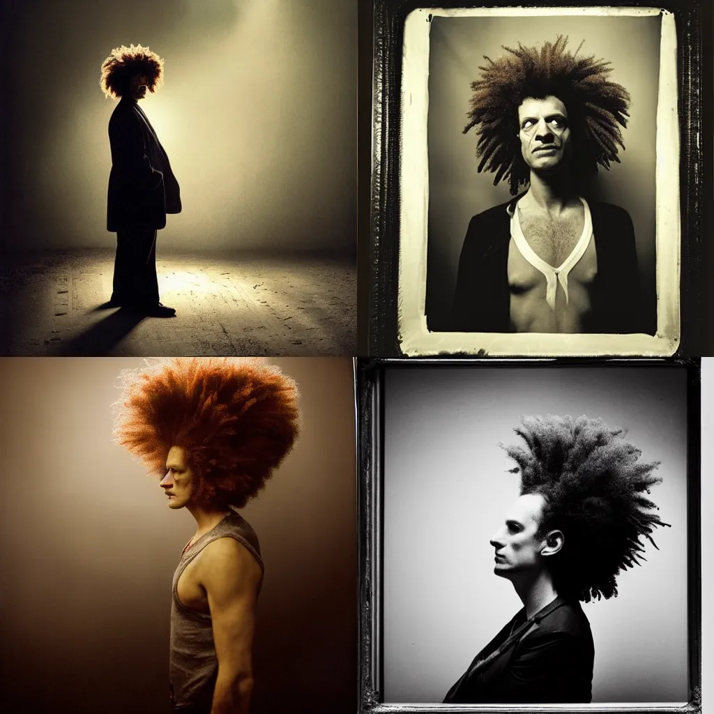 Prompt: Candid portrait photograph of Sideshow Bob, dramatic lighting, taken by Annie Leibovitz