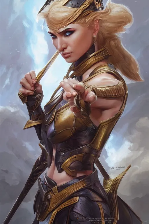 Image similar to amazon valkyrie athena, d & d, fantasy, portrait, highly detailed, headshot, digital painting, trending on artstation, concept art, sharp focus, illustration, art by artgerm and greg rutkowski and magali villeneuve