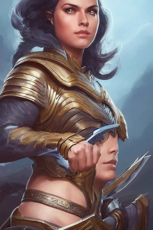 Image similar to amazon valkyrie athena, d & d, fantasy, portrait, highly detailed, headshot, digital painting, trending on artstation, concept art, sharp focus, illustration, art by artgerm and greg rutkowski and magali villeneuve