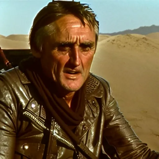 Film still of Dennis Hopper in Mad Max 2 The Road Stable Diffusion