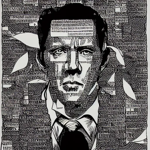 Prompt: portrait of hp lovecraft in a library reading necronomicon, hanafuda oil on canvas by ivan shishkin, james jean and yoji shinkawa