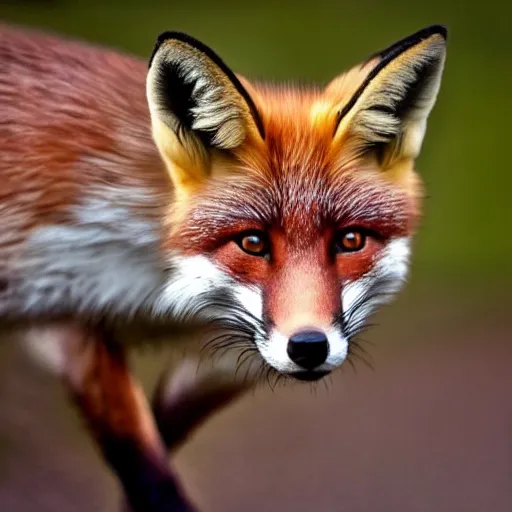 Image similar to beautiful fox close-up, XF IQ4, 150MP, 50mm, f/1.4, ISO 200, 1/160s, natural light, Adobe Photoshop, Adobe Lightroom, DxO Photolab, Corel PaintShop Pro, symmetrical balance, depth layering, polarizing filter, Sense of Depth, AI enhanced