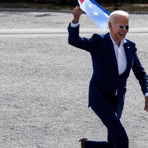 Prompt: joe biden, waving the flag, in Russia, modern image