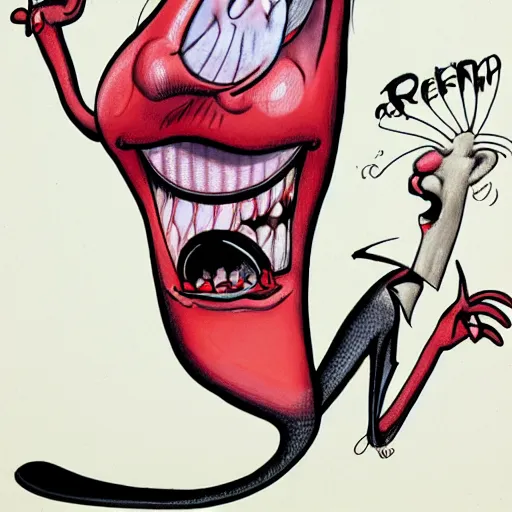 Prompt: caricature of a fat blood thirsty mosquito by gerald scarfe