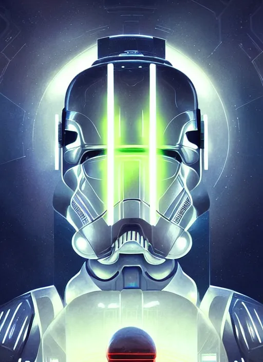 Image similar to symmetry!! portrait of strom trooper, star wars, sci - fi, glowing lights!! intricate, elegant, highly detailed, digital painting, artstation, concept art, smooth, sharp focus, illustration, art by artgerm and greg rutkowski and alphonse mucha