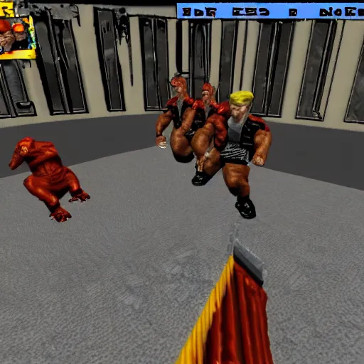 Image similar to duke nukem 3 d screenshot : donald trump