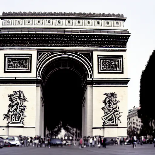 Prompt: arc de triomphe full of graffiti