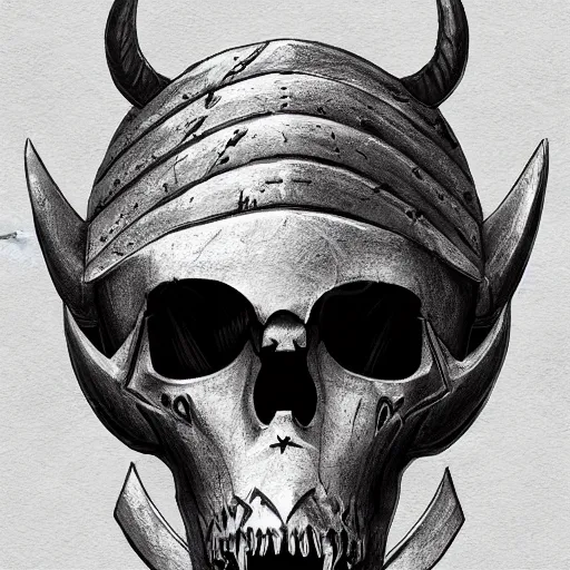 Image similar to medieval helmet in the shape of a demon skull, epic, illustration, artsation, 4 k