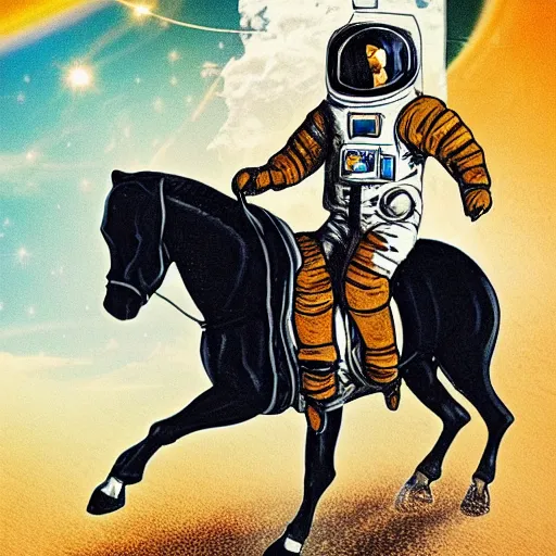 Image similar to astronaut riding a horse in space