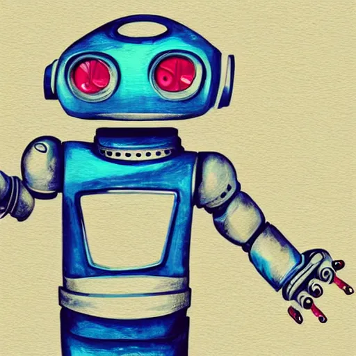 Prompt: a robot holding a t - shirt, digital art, illustration, water color