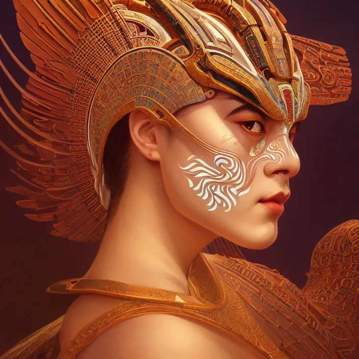 Prompt: symmetry! portrait of a sphinx, face decorated with chinese opera motifs, leds horizon zero dawn machine, intricate, elegant, highly detailed, digital painting, artstation, concept art, smooth, sharp focus, illustration, art by artgerm and greg rutkowski and alphonse mucha, 8 k