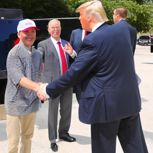 Prompt: Homelander shaking hands with Donald Trump