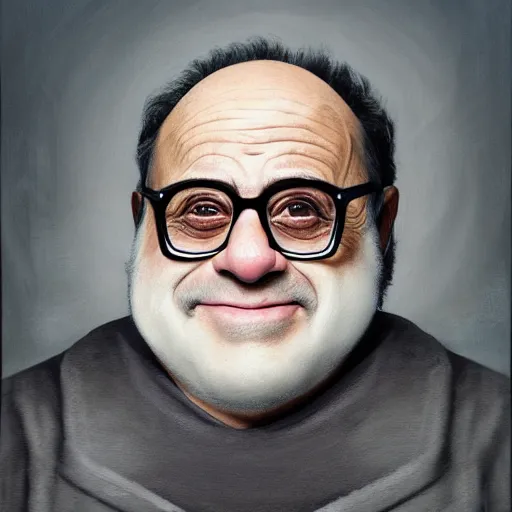 Image similar to hyperrealistic mixed media high resolution painting of Danny DeVito as Gandolf the White, stunning 3d render inspired art by István Sándorfi and Greg Rutkowski and Unreal Engine, perfect symmetry, dim volumetric lighting, 8k octane beautifully detailed render, post-processing, extremely hyper-detailed, intricate, epic composition, highly detailed attributes, highly detailed atmosphere, cinematic lighting, masterpiece, trending on artstation, very very detailed, masterpiece, stunning, flawless structure, lifelike texture, perfection,