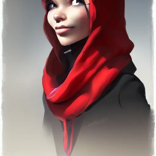 Image similar to Goblin Female portrait, Red Scarf, hatched ear, golden earring, Earnest, diminutive by Horace Hsu, Tony Sart, Range Murata, highly detailed, digital illustration, concept art