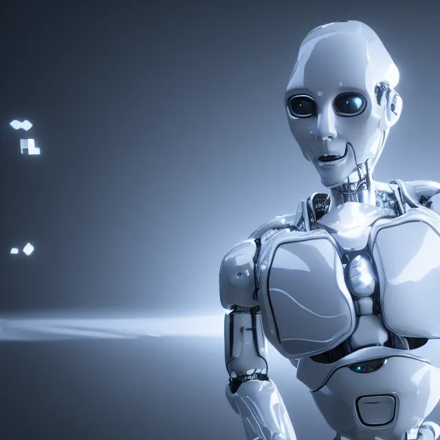 Prompt: an artificial intelligence being truly happy, volumetric, realistic, cinematic lighting, ray tracing, unreal engine 5, unreal engine render, octane render, hyper realistic, photo, 8 k