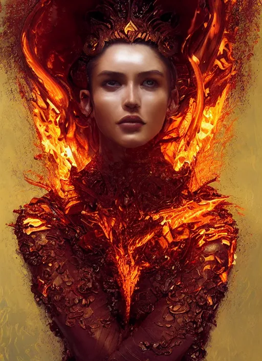 Image similar to sculpture made of flame, portrait, female, future, torch, fire, harper's bazaar, vogue, fashion magazine, intricate, concept art, close up, ornate, luxury, elite, elegant, trending on artstation, by ruan jia, by Kenneth Willardt, by ross tran, by WLOP, by Andrei Riabovitchev,