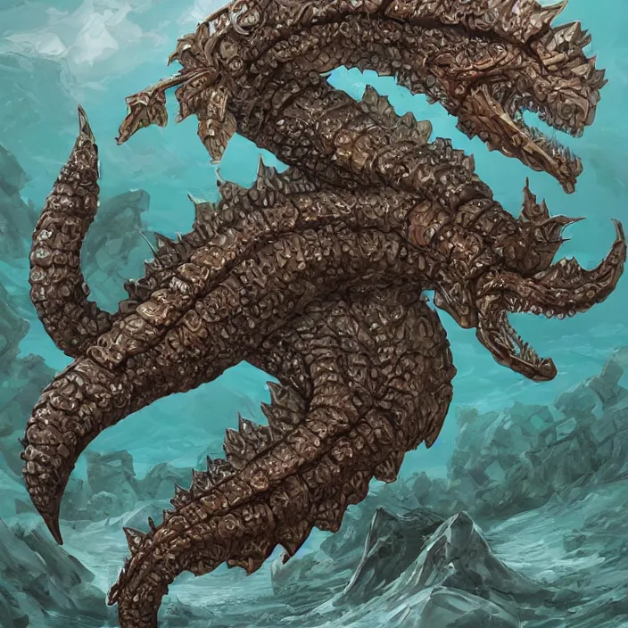 Image similar to underwater sea leviathan full body, d & d style, trending on artstation, intricate, highly detailed, vivid painting