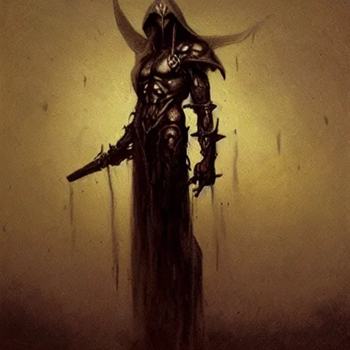 Prompt: dark elf executioner concept art, beksinski, trending on artstation