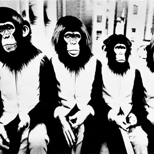 Prompt: the beatles as chimpanzees